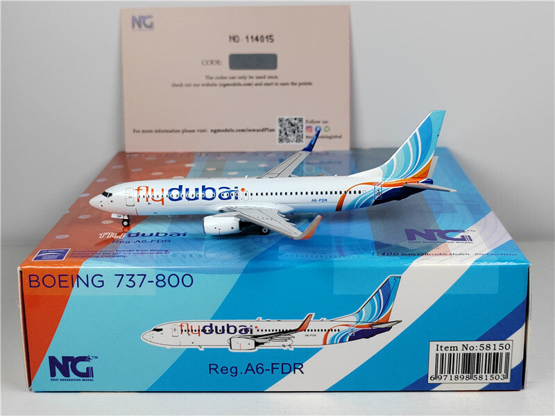 NG Models FOR Dubai Airlines FlyDubai FOR BOEING B737-800 A6-FDR 1:400 Model