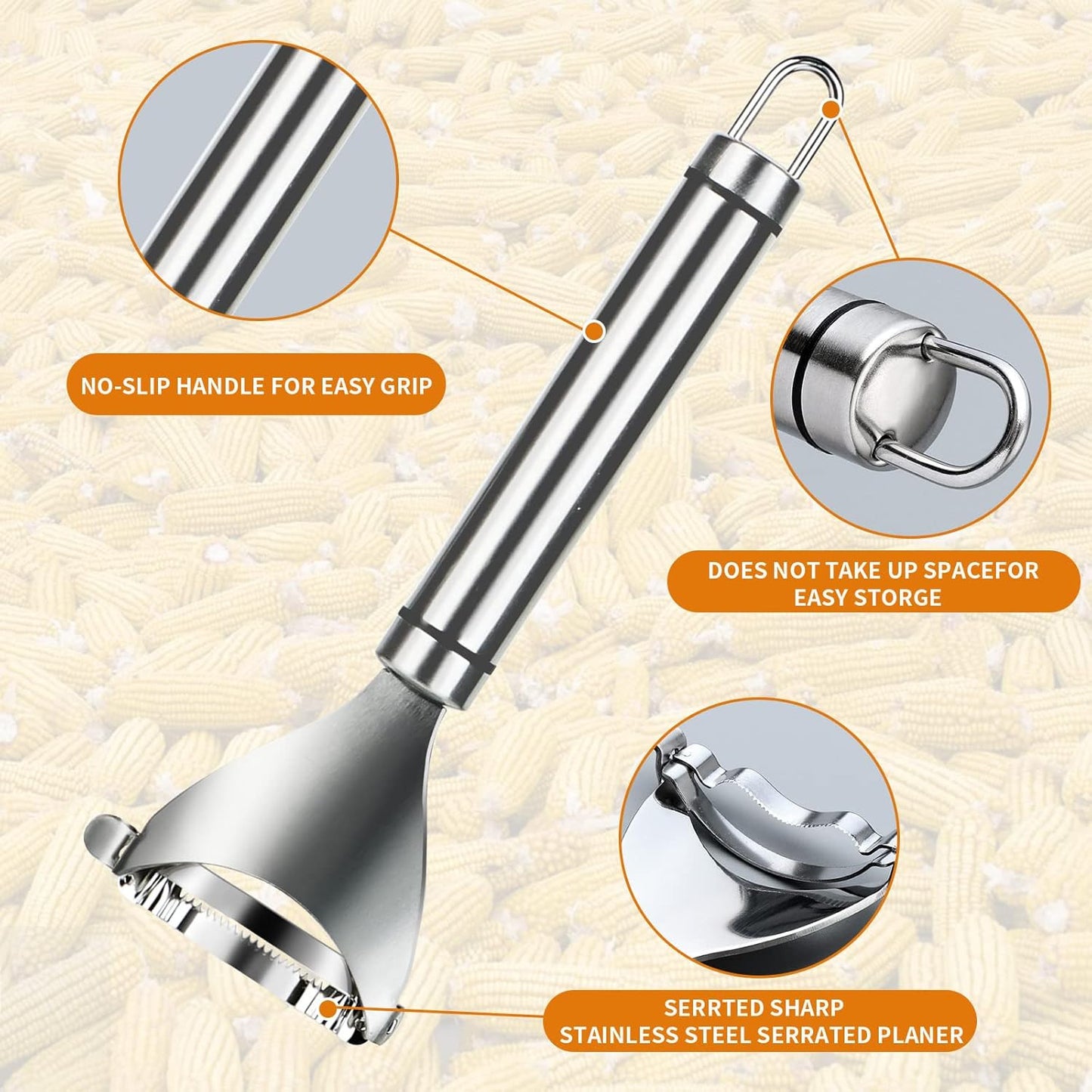 4x Stainless Steel Corn Cob Peeler Stripper Remover Kitchen Cutter Thresher Tool