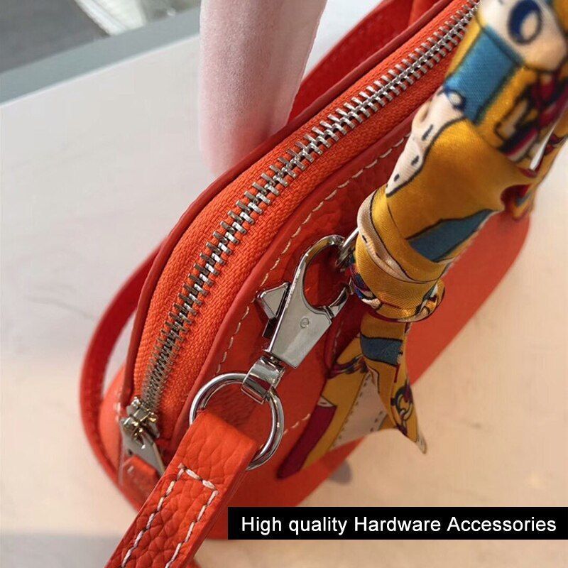 Bowling Handbag Genuine Leather Shell Purse Crossbody Shoulder Bags S/M/L Sizes