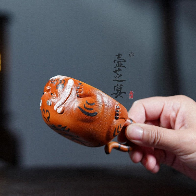 130ml Yixing Purple Clay Handcarved Tiger Master Cup Tea Bowl Kungfu Teaware