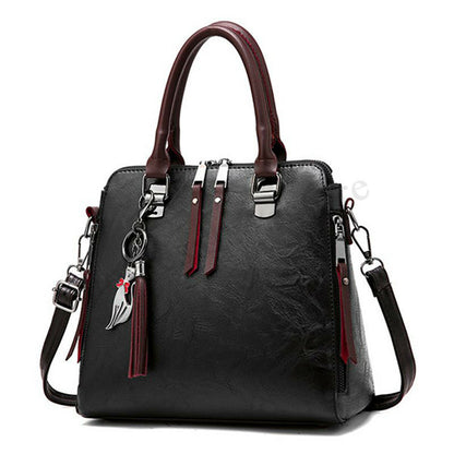 Womens Ladies Casual Retro Oil Leather Handbag Crossbody Bag Tote Shoulder Purse