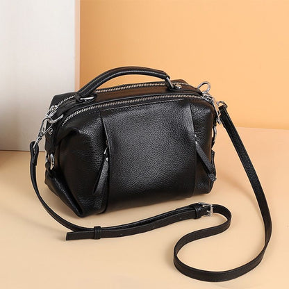 Genuine Leather Bag Crossbody Pouch Round Bags Soft Shoulder Bag Barrel-shaped