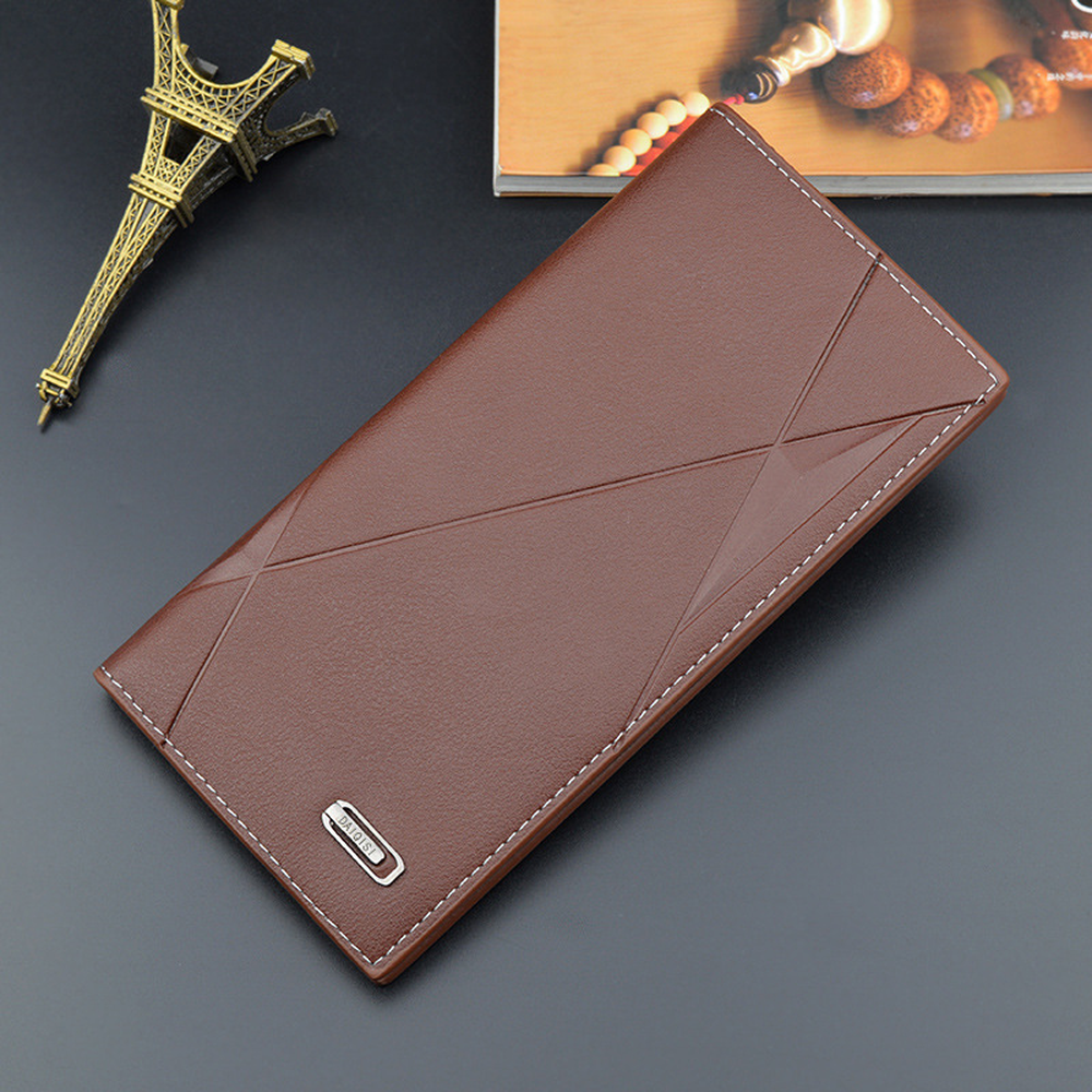 Men's Bifold Leather Wallet Long Zip Clutch Purse Credit Card Holder Handbag