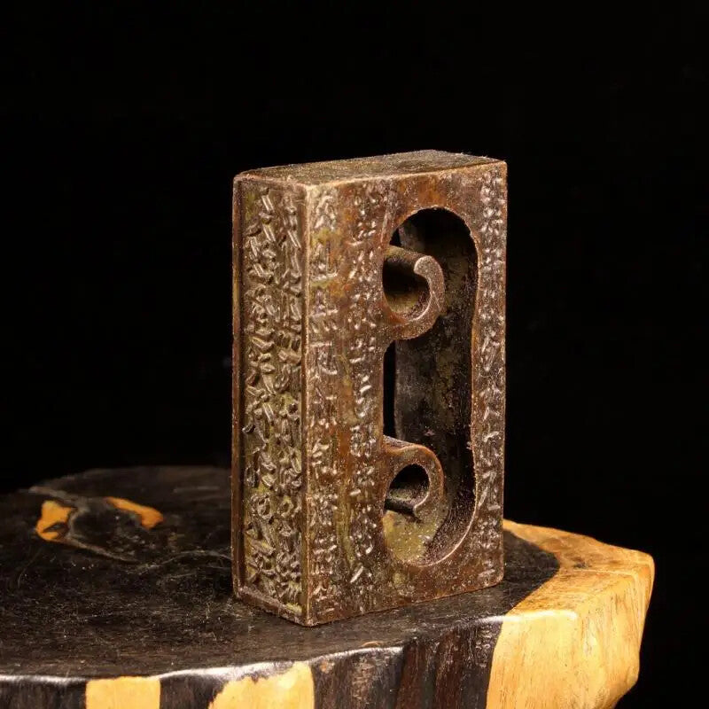 Collection Chinese Copper Carved Hexagon Seal Exquisite Small Statues Decor