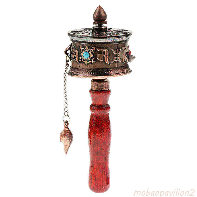 Traditional Buddhism Bronze Six-character Mantra Hand-cranked Prayer Wheel