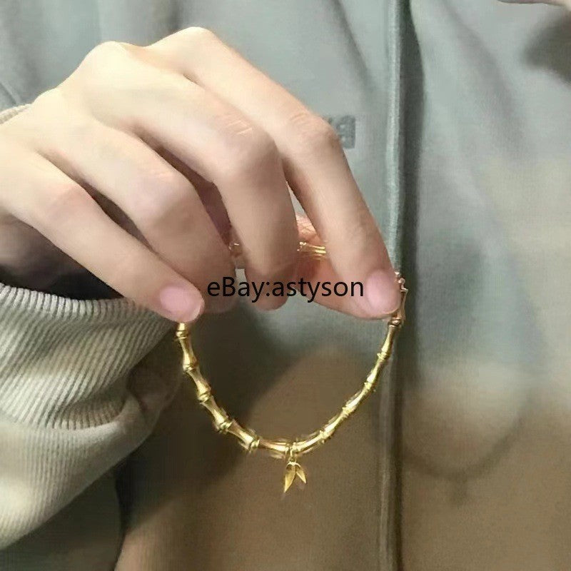 Bamboo Joint Bracelet 22K 23K 24K Gilding Yellow Gold Gp Bracelet