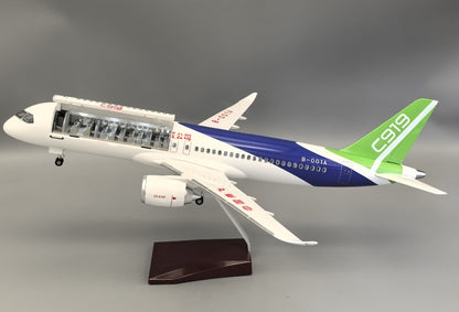 47CM 1:82 CHINA COMAC C919 Plane Aircraft Led Sound- controll Light Resin Model