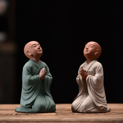 One Zisha Tea Pet Yixing Purple Clay Monk Statue Zen Style Creative Ornament New
