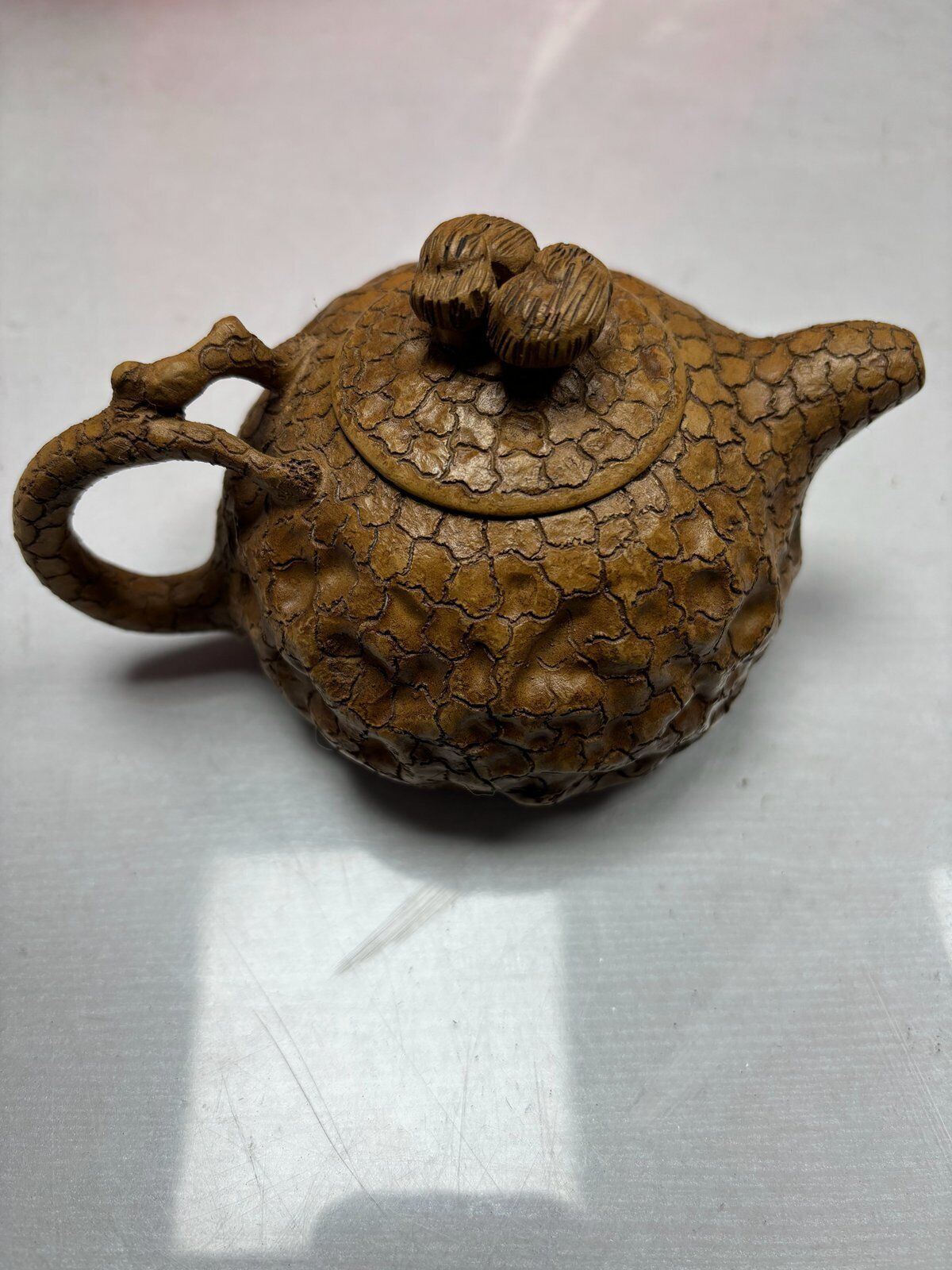 vintage chinese yixing purple clay teapot zisha ceremony carving Collectible art