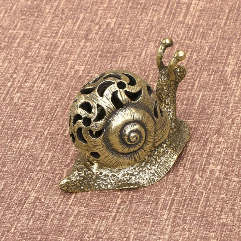 Pure Copper Mini Snail Small Ornament Desk Decoration Tea Pet Incense Holder
