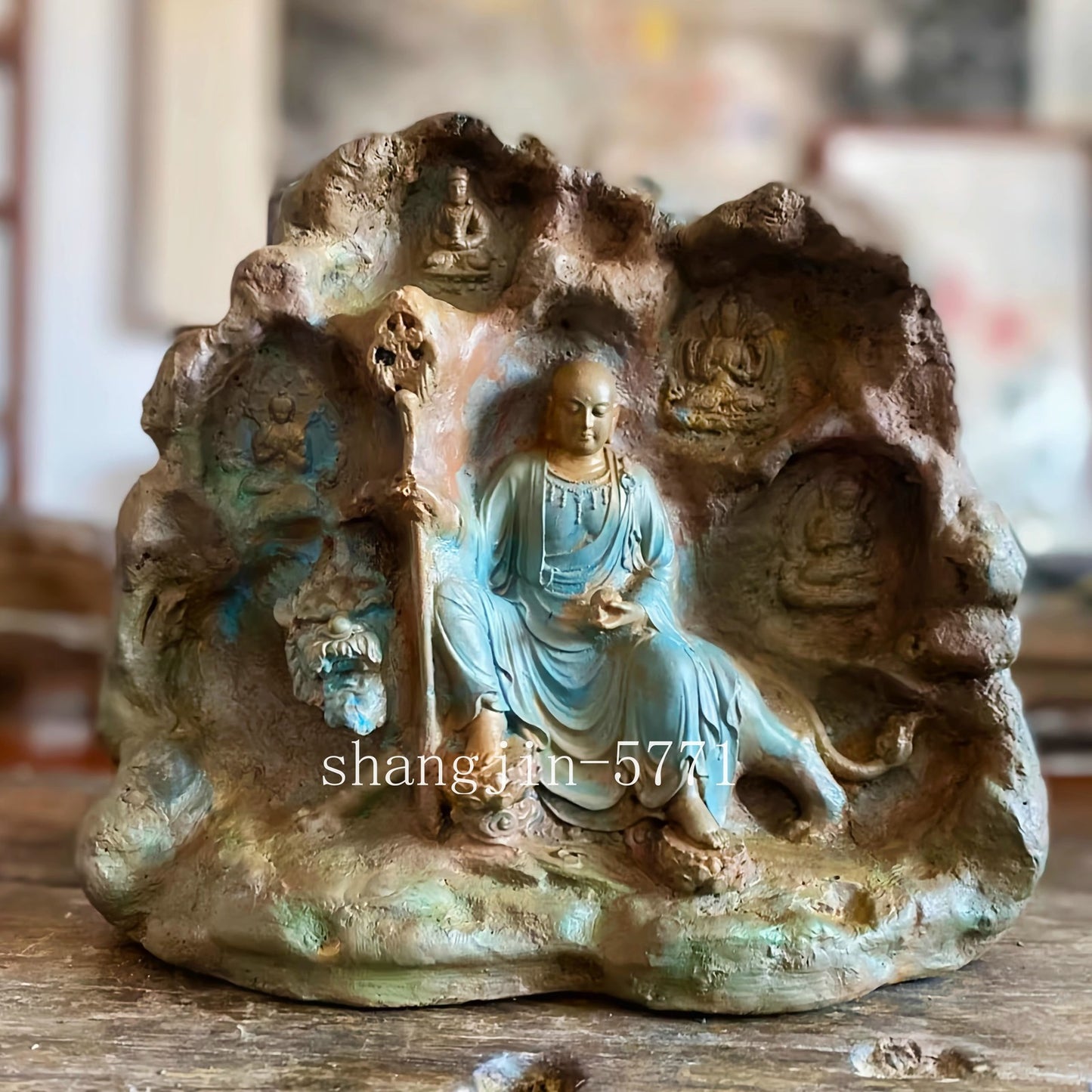 10" Stone Ksitigarbha Bodhisattva Statue Art Sculpture Buddhism Collection