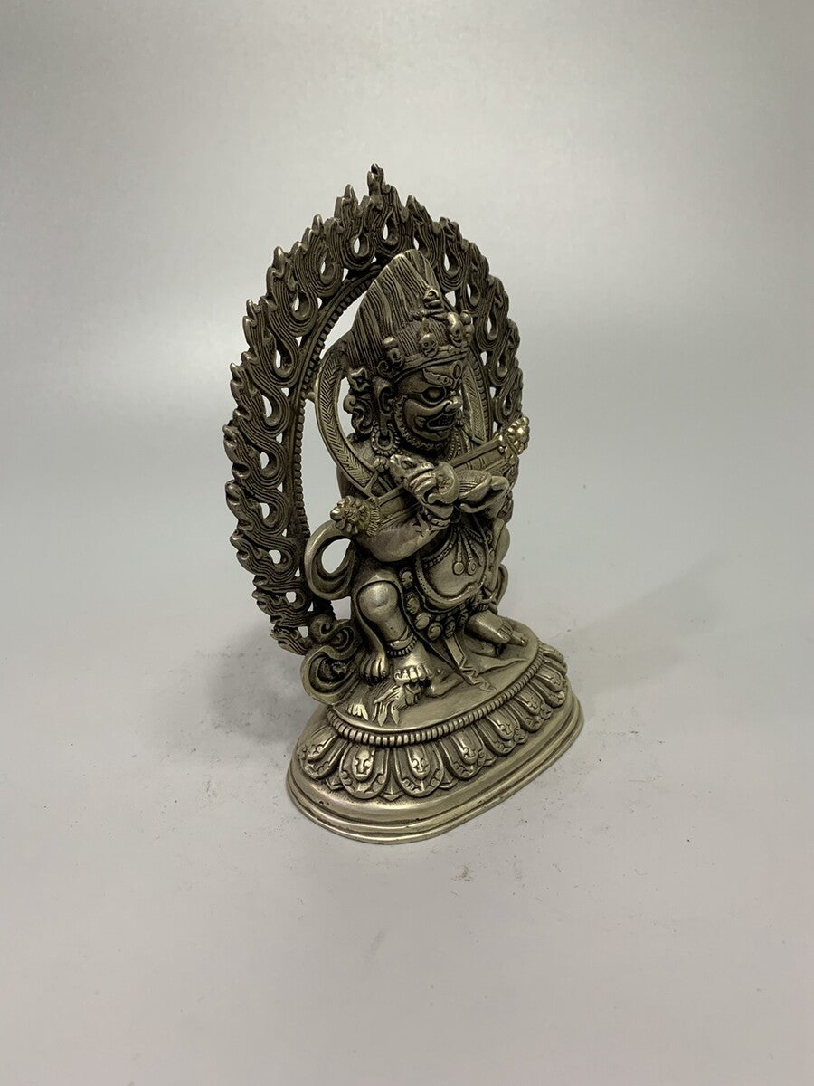 Exquisite Old Chinese Tibet Silver Handcarved Buddha King Kong Statue 618g