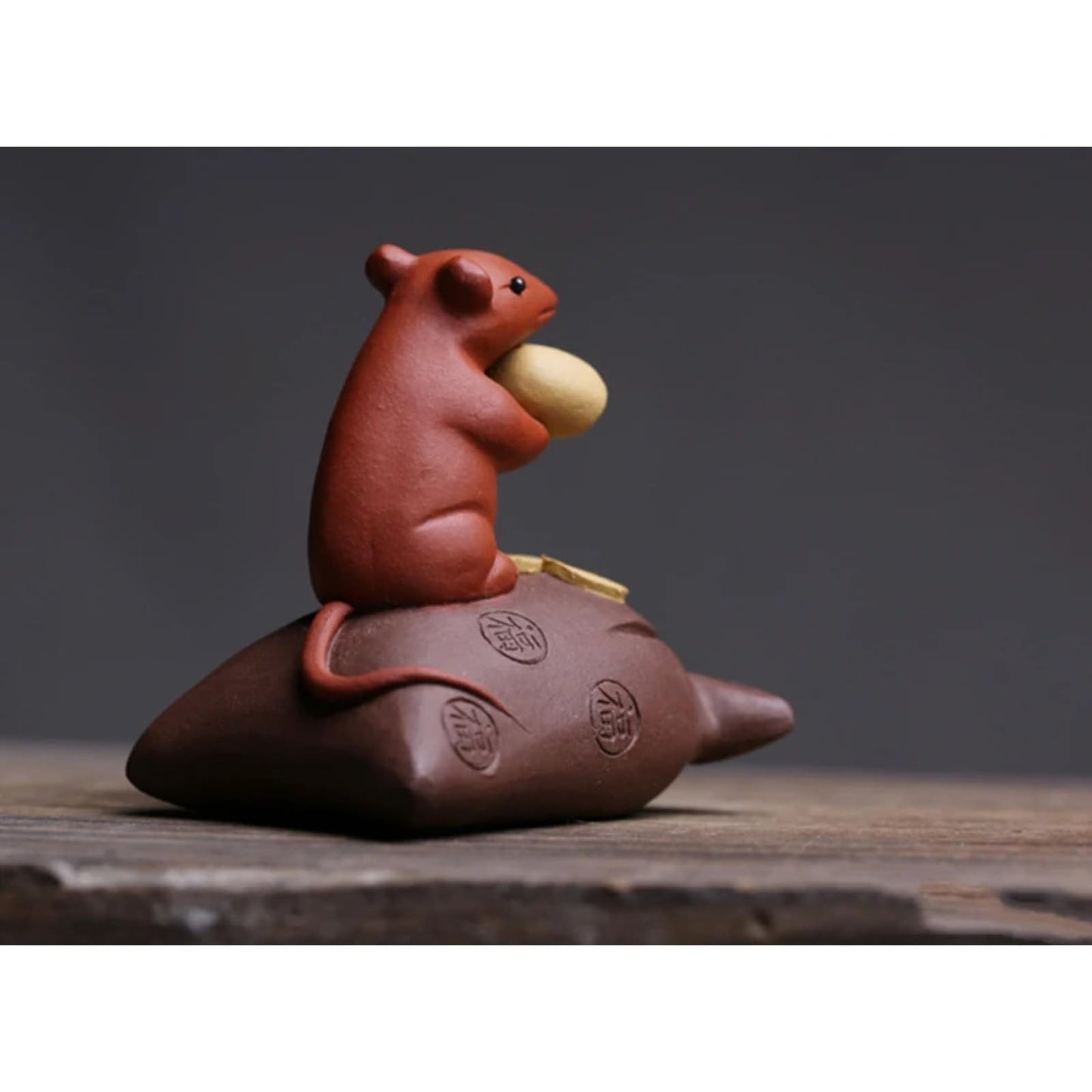Handmade Purple Sands Mouse Tea Pet Ornament 6.5cm 2.6in Chinese Tea Ceremony