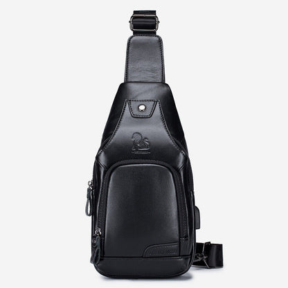 Men's Sling Backpack,100% Genuine Leather Chest bag Crossbody Bag Shoulder Bag