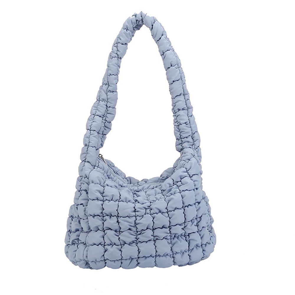 Vegan Crossbody Bags Quilted Pleated Shoulder Tote Bag Versatile Large Handbag