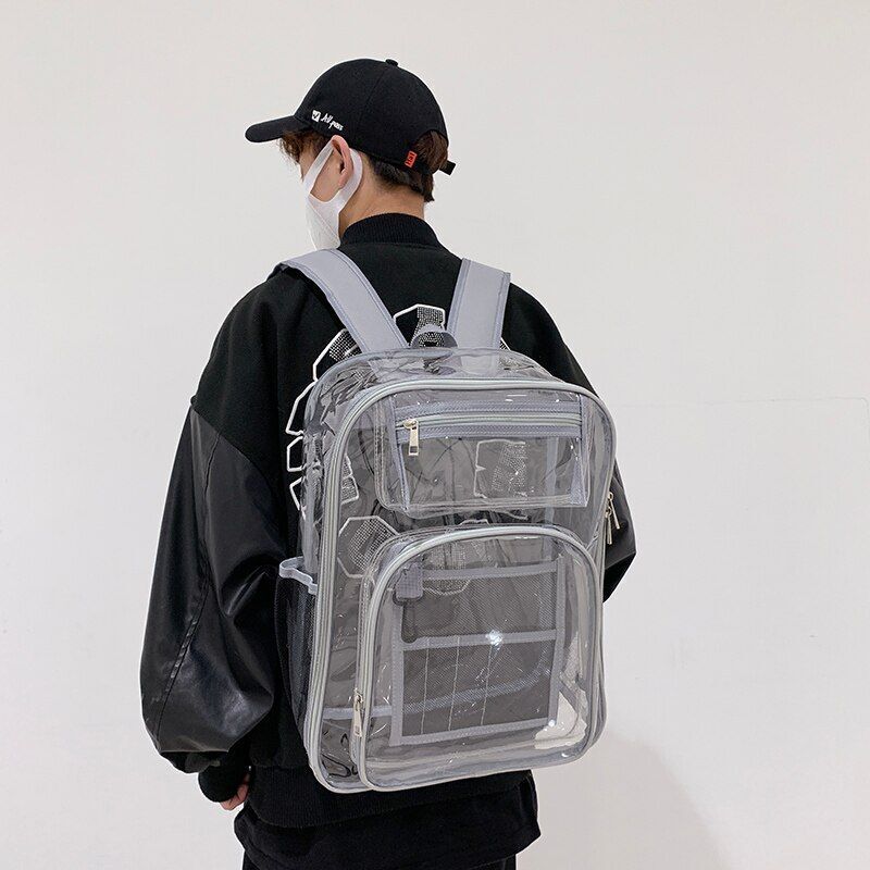 Backpack Waterproof Transparent School Bag Large Solid Clear Fashion Plastic Bag