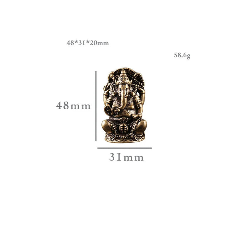 Brass Thailand Elephant God Small Statue Southeast Asia Copper Buddha