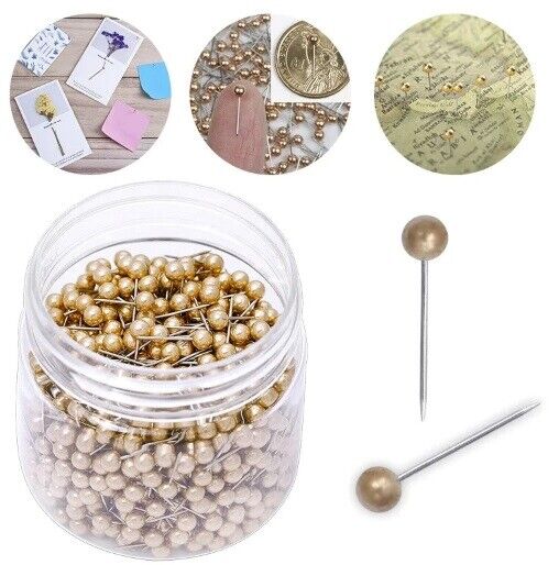 Push Pin 1000Pcs Round Head Steel Point Gold Bulletin Board Map Thumb Tacks 4mm