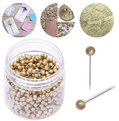 Push Pin 1000Pcs Round Head Steel Point Gold Bulletin Board Map Thumb Tacks 4mm