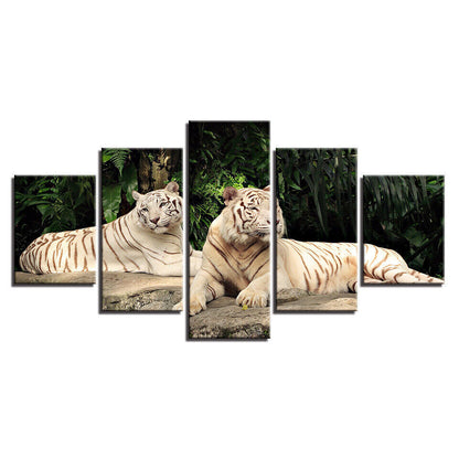Tiger Couple Wildlife Animals Canvas Prints Painting Wall Art Home Decor 5PCS
