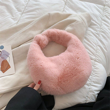 Fur Women's Bag Warm Plush Wrist Bags Women Handle Clutch Cute Ladies