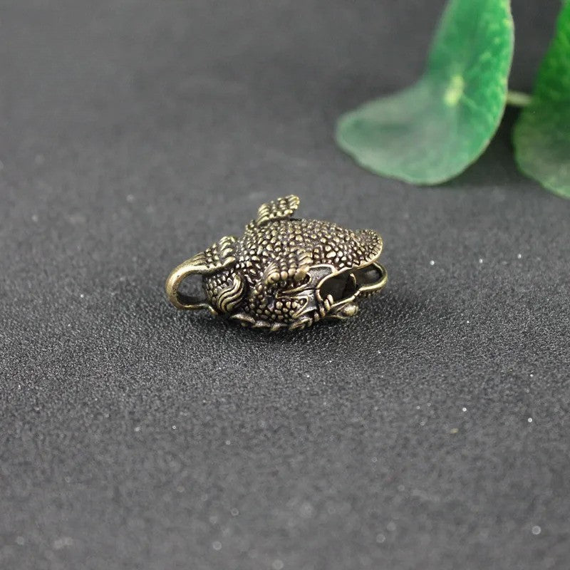 Copper Chinese Mythical Animal Luck Toad Bell Key Chains Pendant
