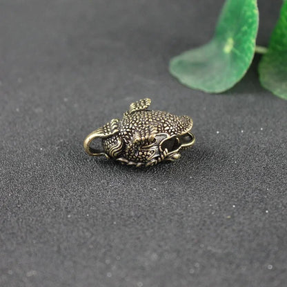 Copper Chinese Mythical Animal Luck Toad Bell Key Chains Pendant