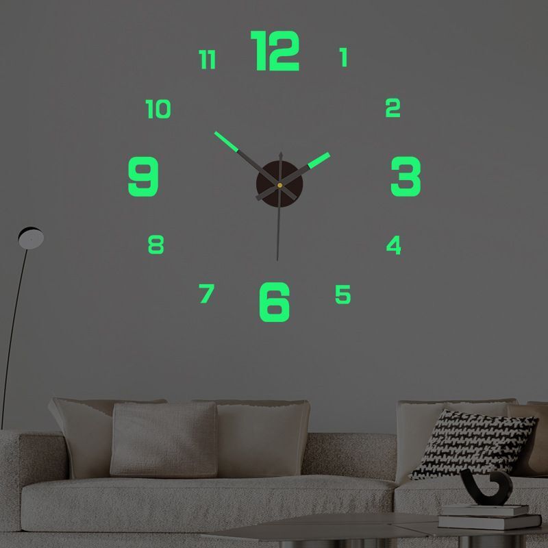 DIY Wall Clocks Creative Acrylic Punch-Free Luminous Living Room Home Decor 16in