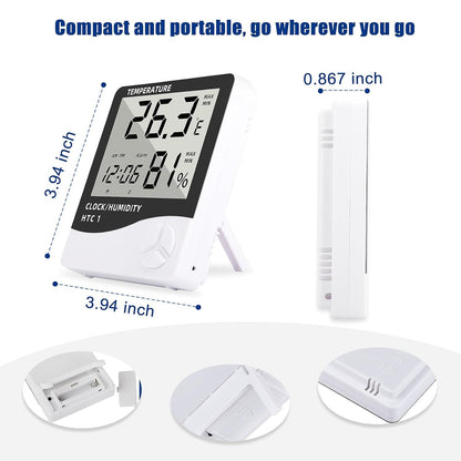 THERMOMETER INDOOR Digital LCD Hygrometer Temperature Humidity Meter Alarm Clock