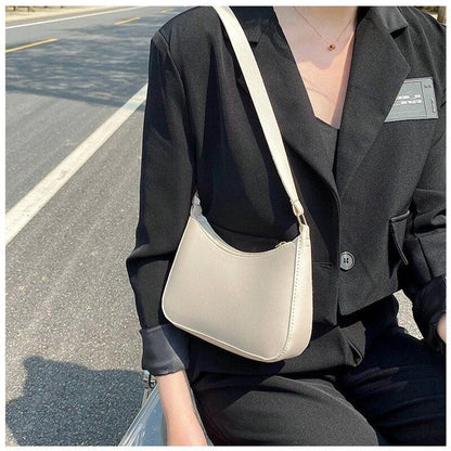 Fashion Handbags Retro Leather Temperament Shoulder Underarm Bag Baguette Shape