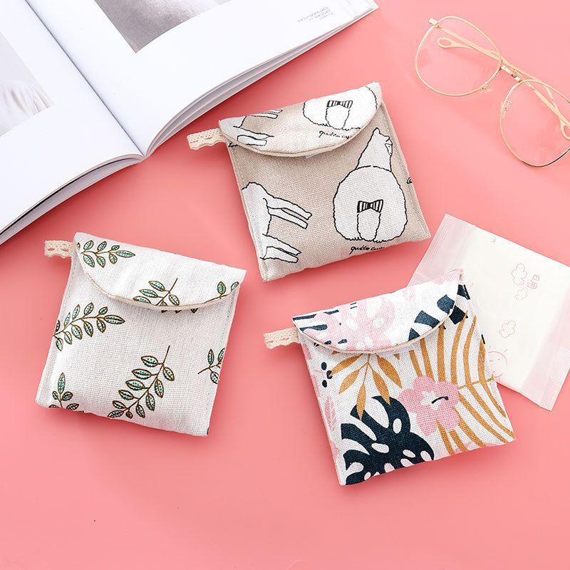 Cosmetic Organizer Sanitary Napkin Storage Bag Coin Card Pad Pouch Cosmetic Bags