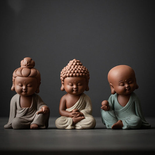 Creative Tea Pet Monk Statue Purple Clay Zisha Table Decoration Buddha Mascot
