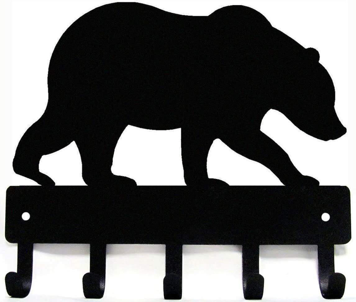 Bear #02 Key Rack Hanger - 6 inch Wide /Large 9 inch Wide Metal Wall Art