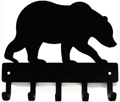 Bear #02 Key Rack Hanger - 6 inch Wide /Large 9 inch Wide Metal Wall Art