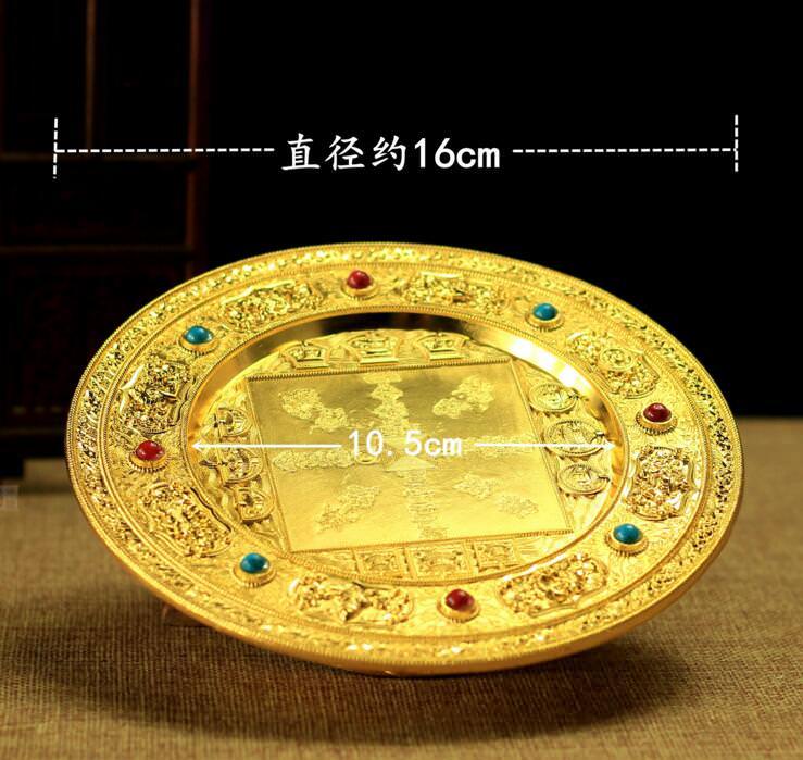 7"BUDDHISM BUDDHA ALTAR MUST: BLESSED GOLD GILT MANDALA SET ORNAMENTHome Design