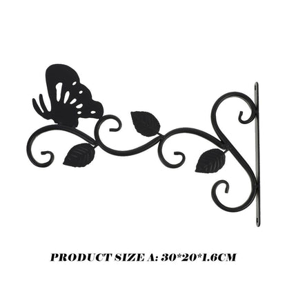 Wall Mounted Bracket Metal Flower Basket Bird Pattern Holder Hanger Rustic Hooks