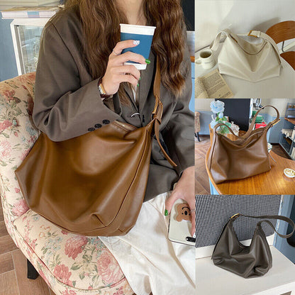 Large Capacity Shoulder Bag Fashion Soft PU Leather Handbag Tote Crossbody Bag