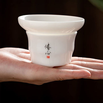 Chinese Dehua Porcelain Tea Drain Tea Filter Kung Fu Tea Set Tea Strainer