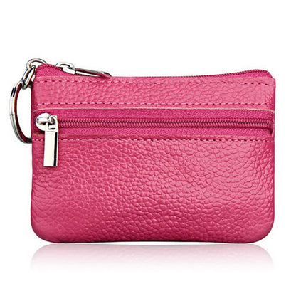 Soft Men Women Card Coin Key Holder Zip Wallet Pouch Bag Purse 10.7*7.3cm Purple