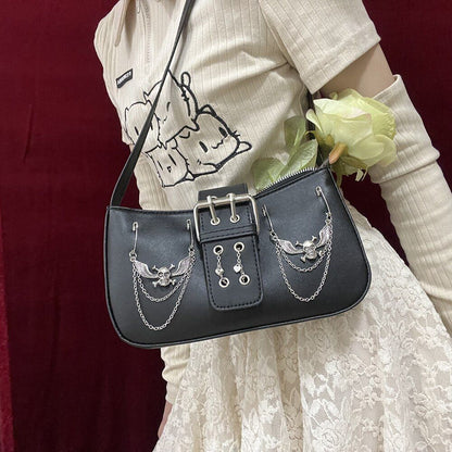 Gothic Chains Bag Fashion Punk E Girl Shoulder Bags Shopper Purse 22*11*5.5 CM