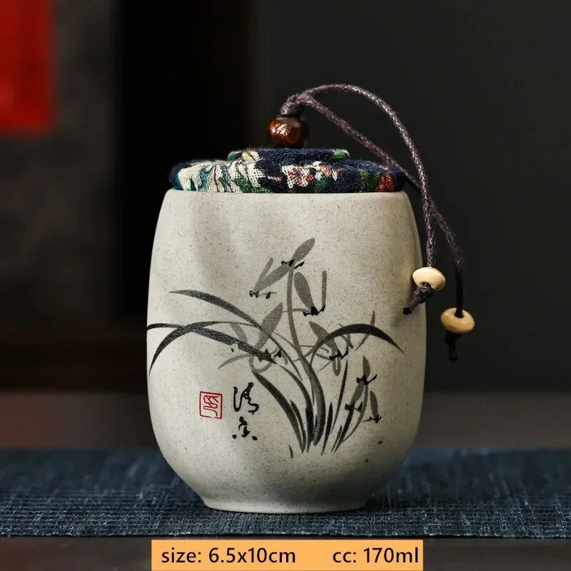Portable Ceramic Tea Jar Container Sealed Jar Small Tea Box Mini Storage