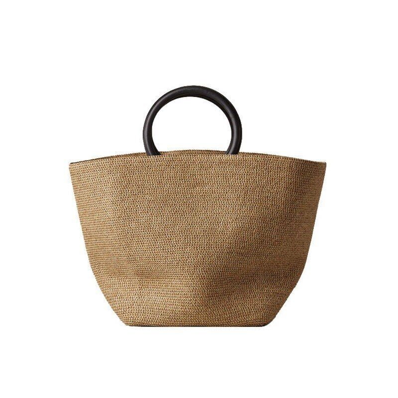 Women Straw Bag Beach Handmade Wicker Summer Tote Handbag Shoulder Messenger Bag