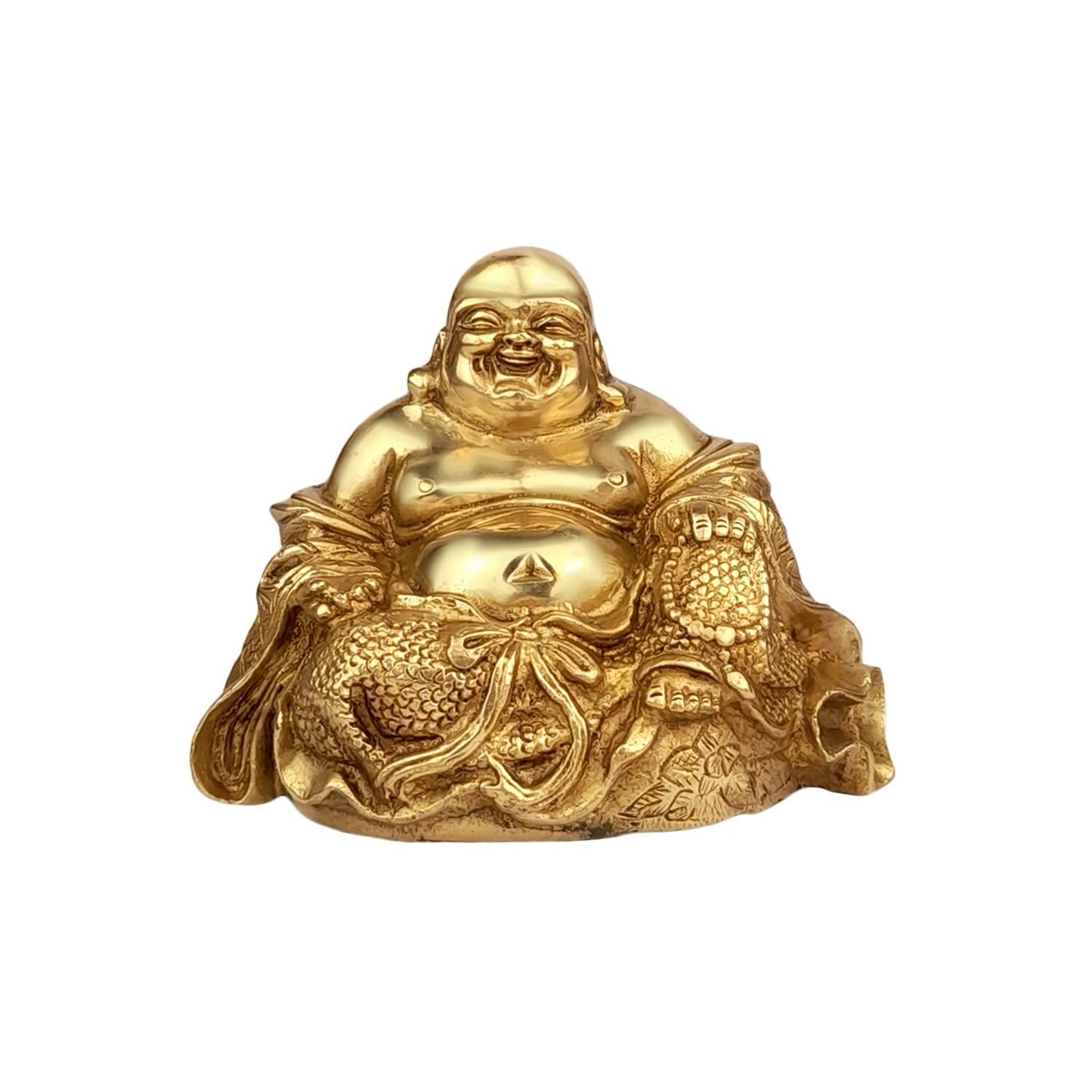 Feng Shui Happy Man Laughing Buddha Sitting Brass Statue Idol Home Decor