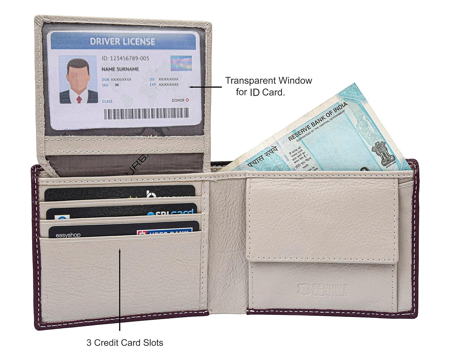 NEW BROWN/SAND BI-FOLD LEATHER MEN'S WALLET RFID PROTECTION GIFT ITEM