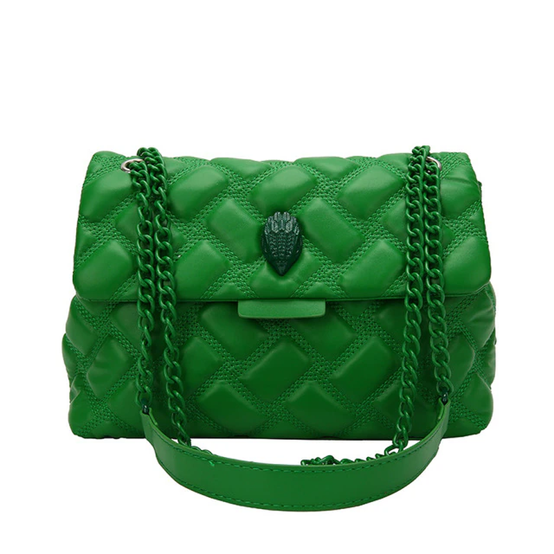 Quilted Leather Eagle Metal Women's Shoulder Bag Vegan Leather Cross Body Purse