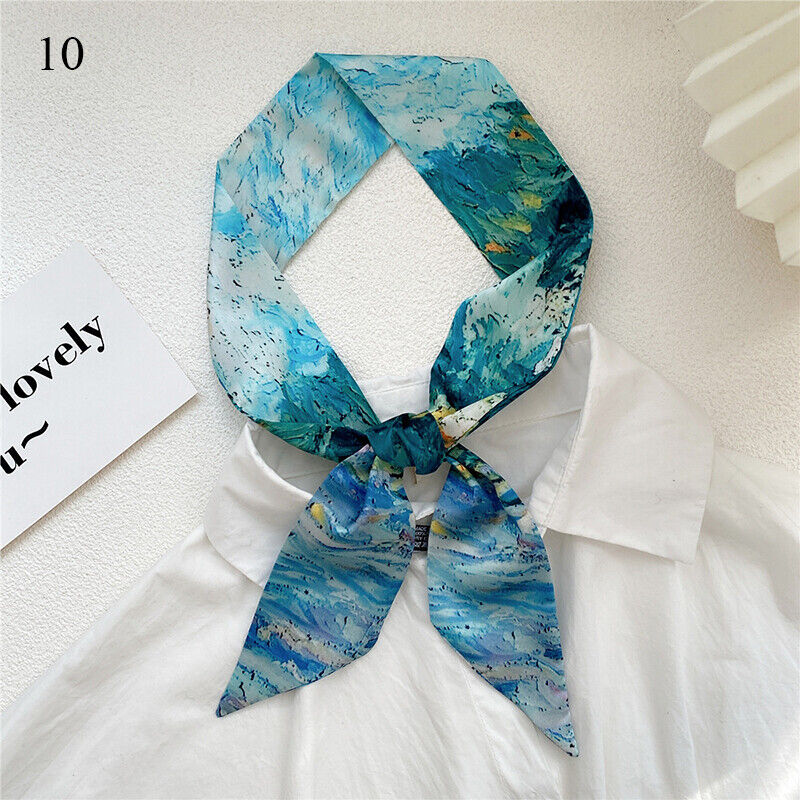 Long Skinny Silk Scarf Narrow Neckerchief Headband Handle Bag Band 105*6cm 1PCS
