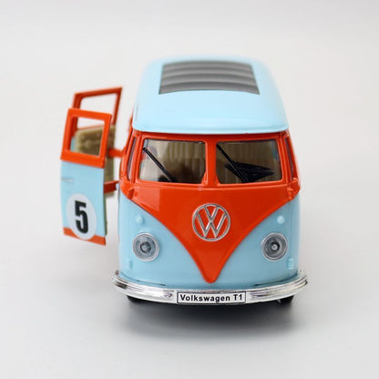 1:30 Diecast GULF Oil Volkswagen T1 Bus Metal Car Model Toy Pull Back Sound