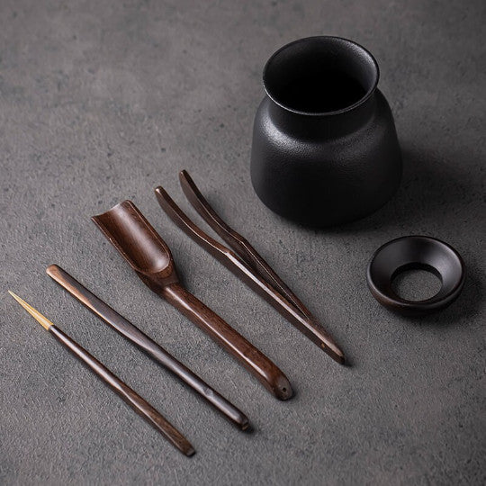 Black Crockery Ceramic Tea Ceremony Set Tea Accessories