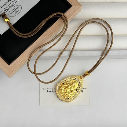 Golden God of Wealth Pendant Necklace Bring Good Luck Safty Feng Shui Amulet
