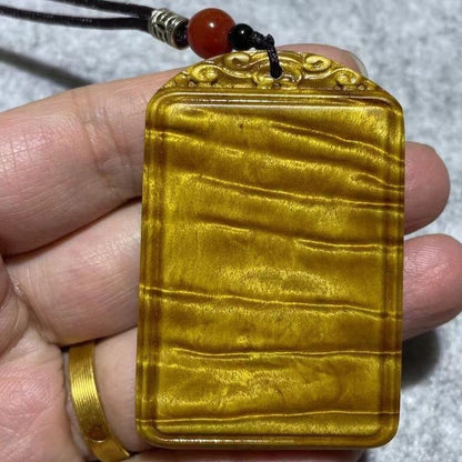 Golden Nanmu Safe Pendant Water Wave Dragon Gall Grain Ebony Carved Car Charm
